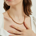 Ava Gold Twisted Rope Chain Necklace