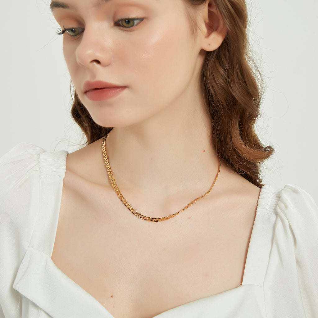Chloe Gold Flat Figaro Dainty Chain Layering necklace