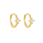 Gold Square CZ Huggie Hoop Earrings for Women E183