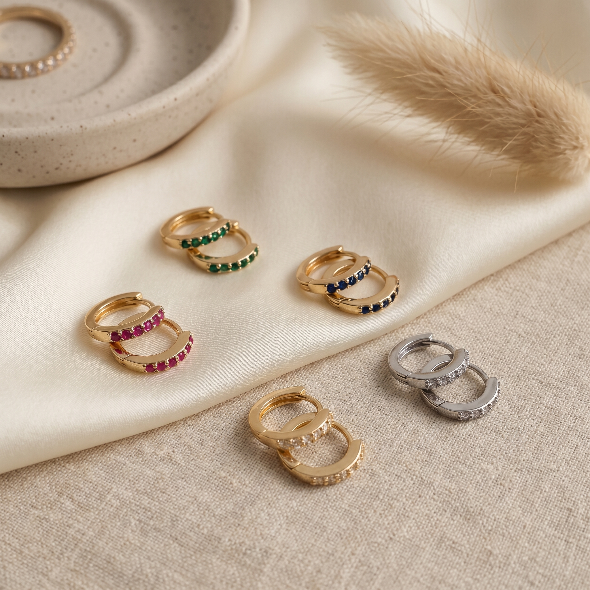 Dainty Gold Plated Pave CZ Huggie Hoop Earrings For Women E162