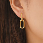 Gold Paperclip Link Drop Earrings Minimalist Jewelry E178