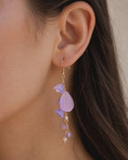 Purple Flower Crystal Dangle Earrings for Women E196