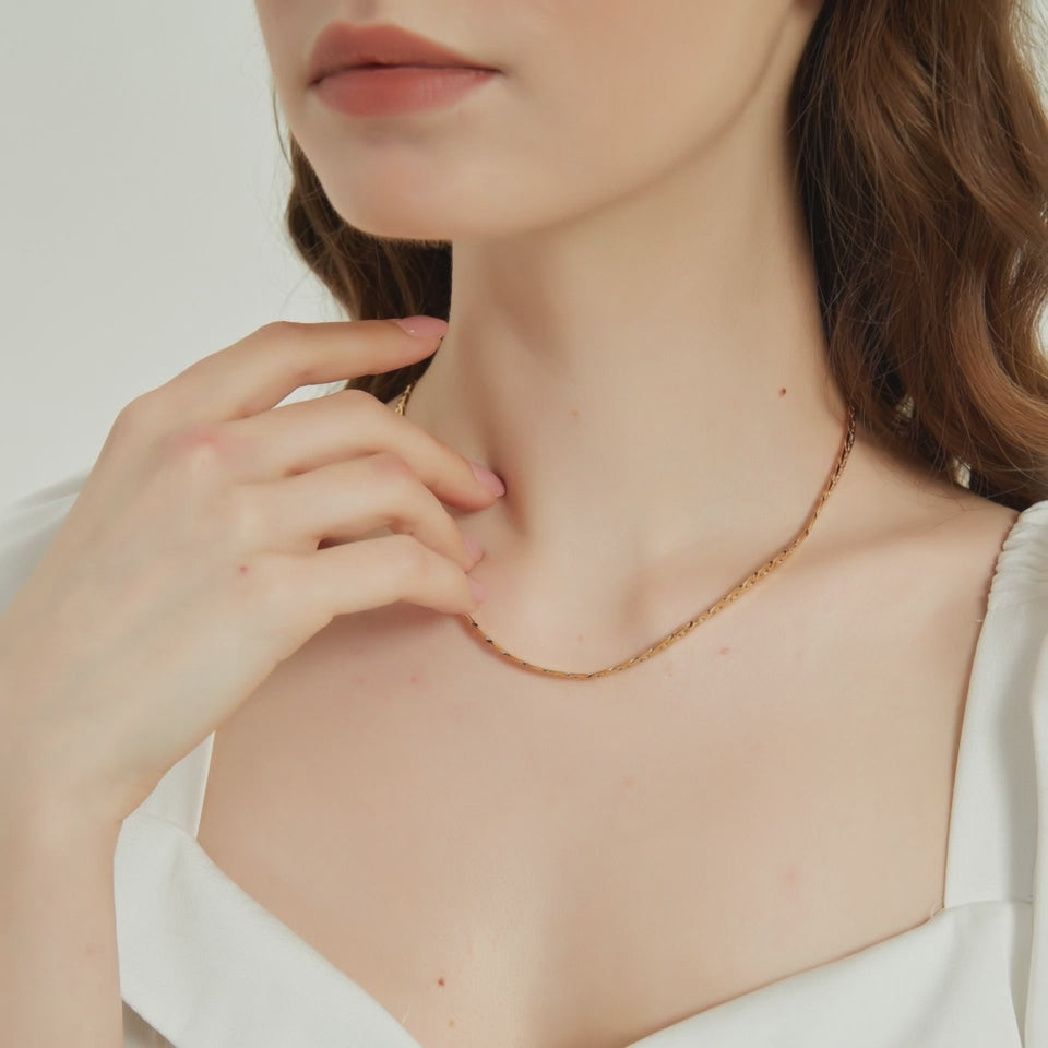 Chloe Gold Flat Figaro Dainty Chain Layering necklace
