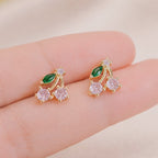 Red & Pink Cherry Crystal Gem Stud Earrings E103