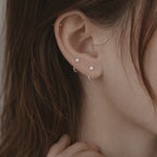 Dainty CZ Solitaire C Shape Open Hoop Women Earrings E141