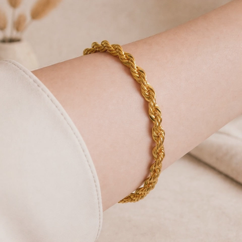 Abby Gold Twist Rope Chain Bracelet