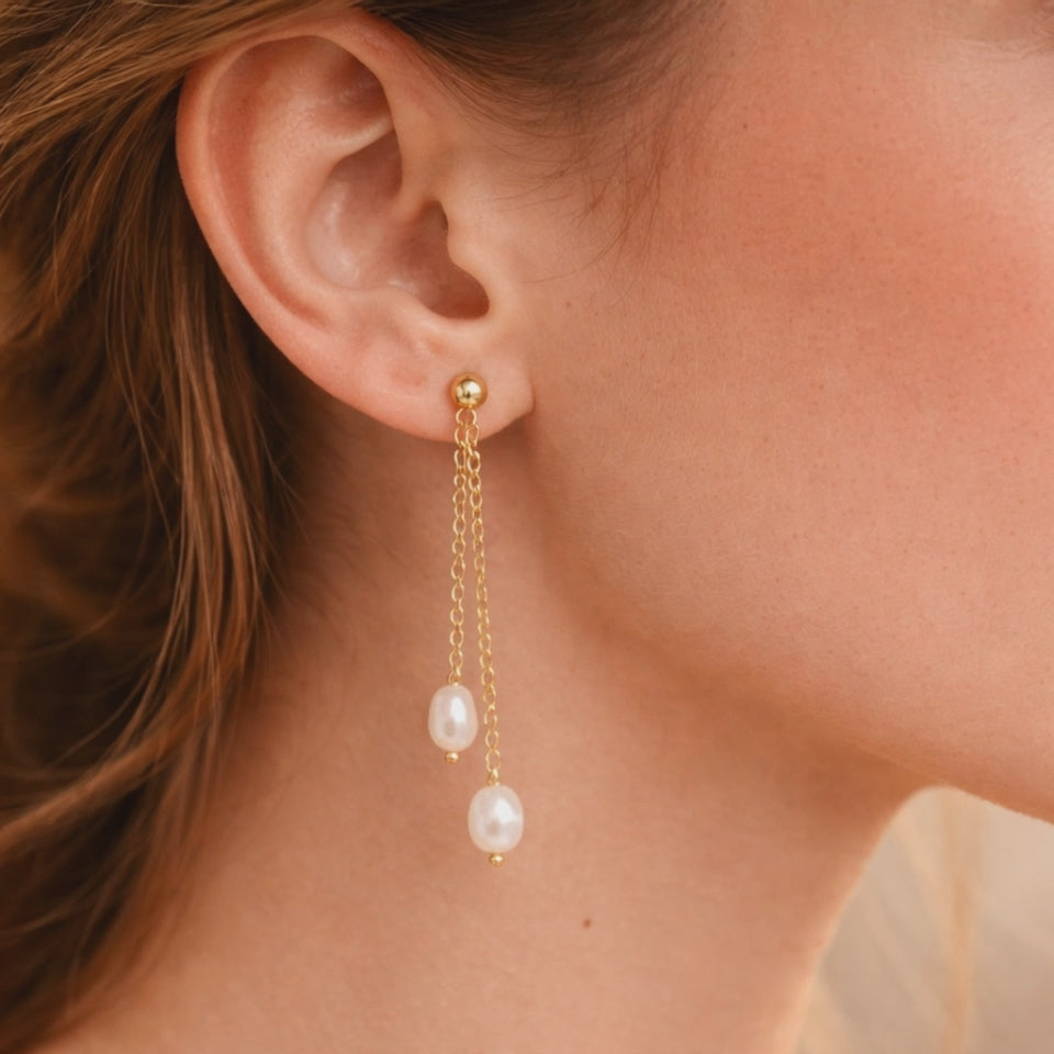 Freshwater Pearl Long Drop Dangle Earrings E244